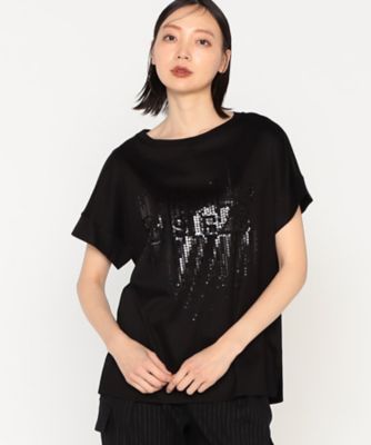 〔　＋サイズ　〕　Ａｒｉｏｌｉｔｙスムース　ナイアガラスパンコール刺繍Ｔシャツ（２８８０ＴＧ０６）