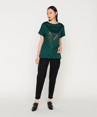 〔　＋サイズ　〕　Ａｒｉｏｌｉｔｙスムース　ナイアガラスパンコール刺繍Ｔシャツ（２８８０ＴＧ０６）