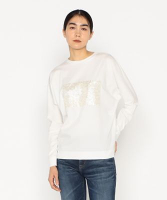 ＜BASILE28 (Women)＞〔　＋サイズ　〕　プレミアムスムース　スパンコール刺繍ラグランプルオーバー（２８８０ＴＫ０１）