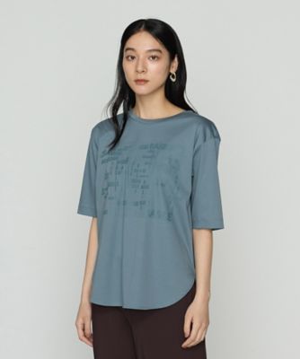 BASILE28 (Women)/バジーレヴェントット 大きいサイズ 〔 +サイズ 〕 プレミアムスムース デジロゴプリントTシャツ(2880TK11) アオ トップス【三越伊勢丹/公式】