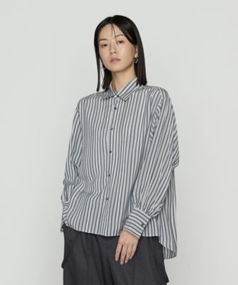 ＜BASILE28 (Women)＞〔　＋サイズ　〕　モノトーンストライプ　シャツ（２８８１ＨＭ０５）