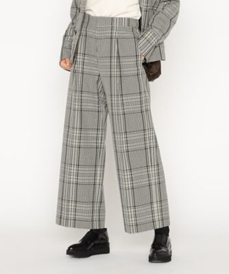 BASILE28 (Women)/バジーレヴェントット 大きいサイズ 〔 +サイズ 〕 T/Wグレンチェック ワイドパンツ(2882PM15) カーキ パンツ・ズボン【三越伊勢丹/公式】