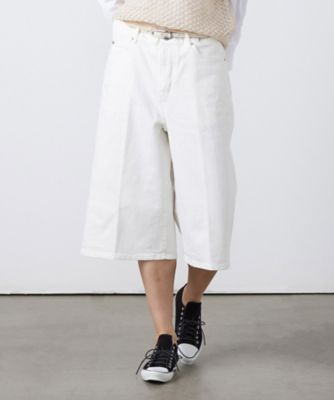 ＜BASILE28 (Women)＞〔　＋サイズ　〕　１２ＯＺホワイトデニム　バミューダパンツ（２８８２ＰＯ１１）