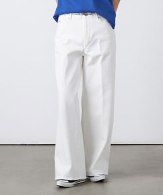 ＜BASILE28 (Women)＞〔　＋サイズ　〕　１２ＯＺホワイトデニム　ワイドパンツ（２８８２ＰＯ１４）