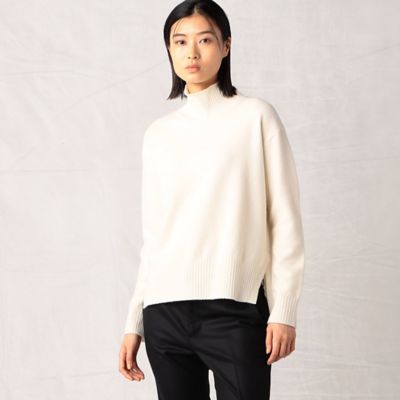 新品 スムースニット プルオーバー 白 サイズフリー ＋サイズ 〕 ハイネックスムース ニットプルオーバー