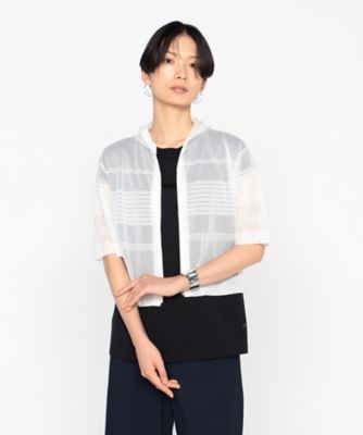 ＜BASILE28 (Women)＞〔　＋サイズ　〕　ボーダーニット　ショートパーカ（２８８３ＩＭ０１）