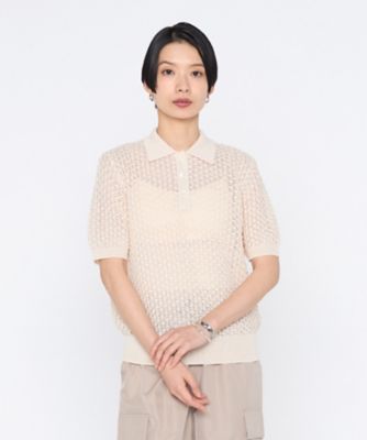 ＜BASILE28 (Women)＞〔　＋サイズ　〕　透かし編みポロニット　プルオーバー（２８８３ＩＯ０１）
