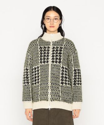 ＋サイズ 〕 グレンチェック柄 ニットブルゾン（2883VM08