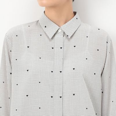 〔　ＴＡＬＬサイズ　〕　デシン格子柄ハートプリント　シャツ（３４０１ＨＥ０１）