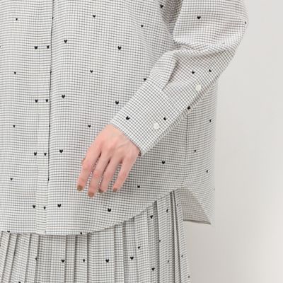 〔　ＴＡＬＬサイズ　〕　デシン格子柄ハートプリント　シャツ（３４０１ＨＥ０１）
