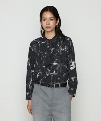 ＜COMME CA TALL (Women/大きいサイズ)＞〔　ＴＡＬＬサイズ　〕　【２ＷＡＹ】アムンゼン大理石プリント　ボウブラウス（３４０１ＨＫ０４）