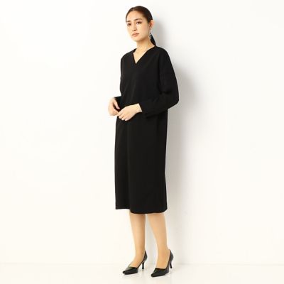 ＜COMME CA TALL (Women/大きいサイズ)＞〔ＴＡＬＬサイズ〕ダンボールニット　Ｖネック　ワンピース（３４０１ＯＴ０１）