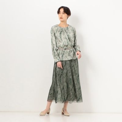 〔　ＴＡＬＬサイズ　〕　【セットアップ対応】ヴィンテージサテン　グラデーションドットプリント　ブラウス（３４０２ＢＣ０４）