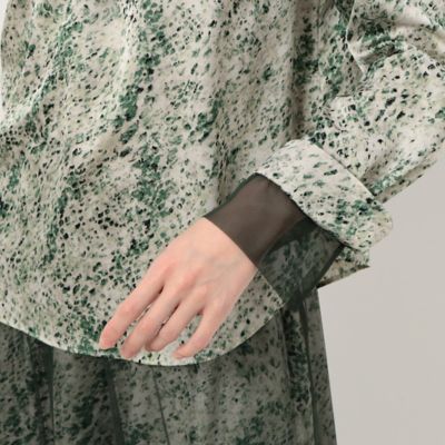 〔　ＴＡＬＬサイズ　〕　【セットアップ対応】ヴィンテージサテン　グラデーションドットプリント　ブラウス（３４０２ＢＣ０４）