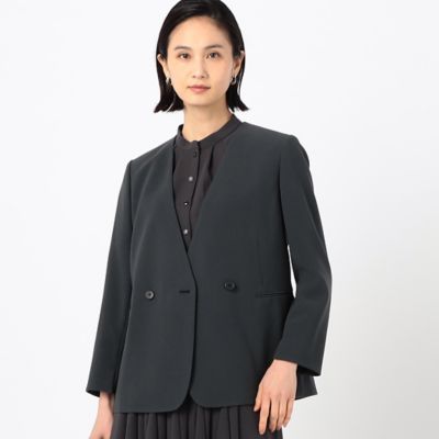 ＜COMME CA TALL (Women/大きいサイズ)＞〔　ＴＡＬＬサイズ　〕　【セットアップ対応】アチェローザダブルクロス　ノーカラージャケット（３４０２ＧＧ１１）