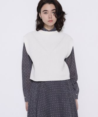 ＜COMME CA TALL (Women/大きいサイズ)＞〔　ＴＡＬＬサイズ　〕　コットンポリエステルリリヤーン　前後切り替えベスト（３４０２ＩＯ０４）