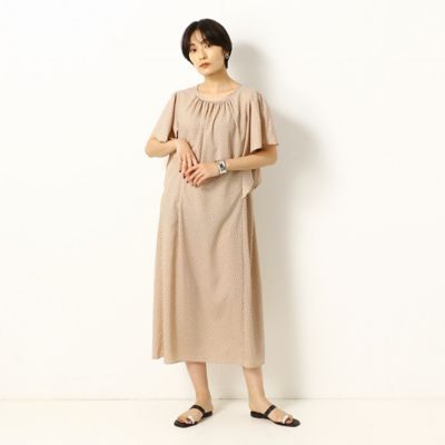 TALLサイズ〕ポリエステルドットプリント ワンピース