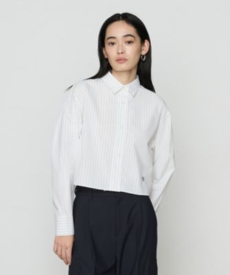 〔　ＴＡＬＬサイズ　〕　ストライプタイプライター／バルキーオックスフォード　クロップドシャツ（３４０３ＨＫ０７）