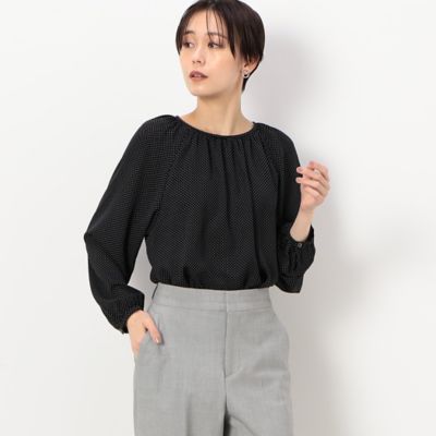 ＜COMME CA TALL (Women/大きいサイズ)＞〔　ＴＡＬＬサイズ　〕　梨地ドットプリント　ブラウス（３４０４ＢＣ０６）