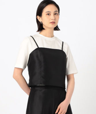 【SALE】【送料無料】COMME CA TALL (Women/大きいサイズ)/コムサ トール 〔 TALLサイズ 〕【セットアップ対応/アンサンブル】ブライトバックサテンファイユカットソー(3404EG05) クロ トップス【三越伊勢丹/公式】