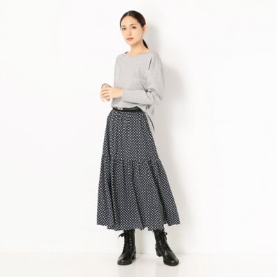 〔ＴＡＬＬサイズ〕ドットプリント　シフォン　ティアードスカート（３４０５ＦＷ０３）
