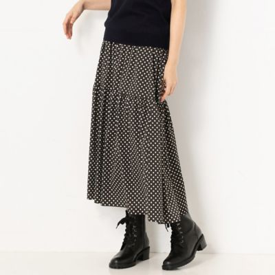 ＜COMME CA TALL (Women/大きいサイズ)＞〔ＴＡＬＬサイズ〕ドットプリント　シフォン　ティアードスカート（３４０５ＦＷ０３）