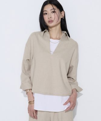 ＜COMME CA TALL (Women/大きいサイズ)＞〔　ＴＡＬＬサイズ　〕　トリアセスラブストレッチ　アンサンブルプルオーバー（３４０６ＢＯ０７）