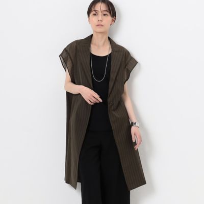 ＜COMME CA TALL (Women/大きいサイズ)＞〔　ＴＡＬＬサイズ　〕　シアーストライプ　ジレ（３４０６ＶＣ０５）