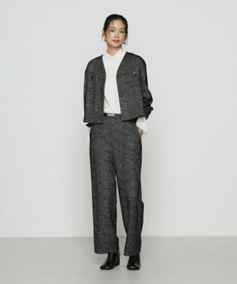 コムサ（COMME CA）/〔 TALLサイズ 〕 ツイード柄リバージャージー ノーカラージャケット TALLサイズ 〕 ツイード柄リバージャージー ノーカラージャケット