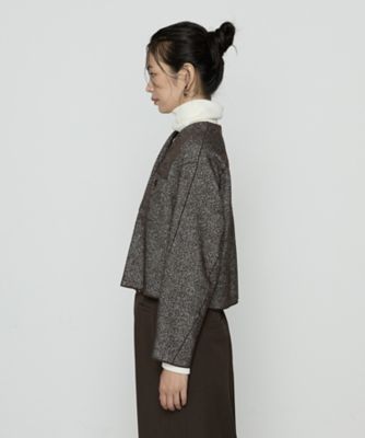 TALLサイズ 〕 ツイード柄リバージャージー ノーカラージャケット