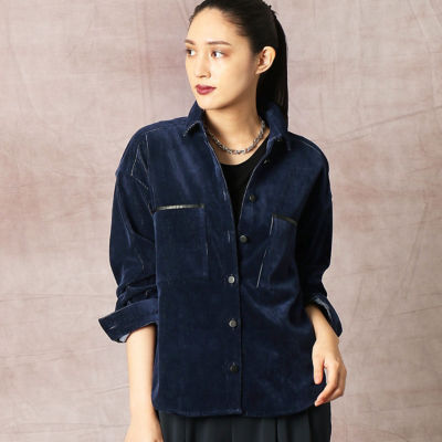 ＜COMME CA TALL (Women/大きいサイズ)＞ストレッチコーデュロイ　シャツ（３４０７ＨＲ１０）