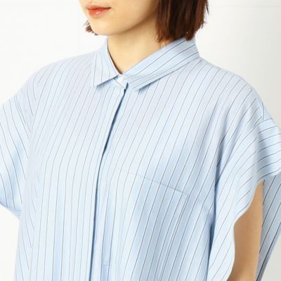 〔ＴＡＬＬサイズ〕天竺ボーダー　シャツワンピース（３４０７ＨＹ１２）