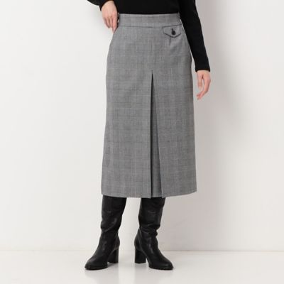 ＜COMME CA TALL (Women/大きいサイズ)＞〔ＴＡＬＬサイズ〕【セットアップ対応】２ＷＡＹストレッチシアバターグレンチェック柄　スカート（３４０８ＦＡ０９）