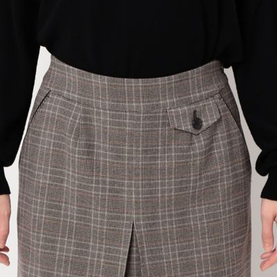 〔ＴＡＬＬサイズ〕【セットアップ対応】２ＷＡＹストレッチシアバターグレンチェック柄　スカート（３４０８ＦＡ０９）