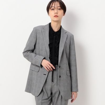 ＜COMME CA TALL (Women/大きいサイズ)＞〔ＴＡＬＬサイズ〕【セットアップ対応】２ＷＡＹストレッチシアバターグレンチェック柄　ジャケット（３４０８ＧＡ０８）
