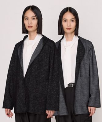TALLサイズ 〕リバーシブル ウールリバーツイード調 リバー羽織り