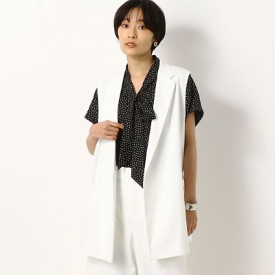 ＜COMME CA TALL (Women/大きいサイズ)＞〔ＴＡＬＬサイズ〕丸編スムースシレー加工　ジレ（３４１０ＶＹ０７）