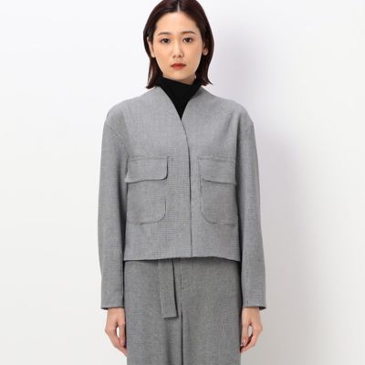 〔　ＴＡＬＬサイズ　〕　２ＷＡＹストレッチシアバター千鳥　ショートジャケット（３４１１ＪＡ１０）