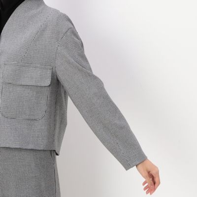 〔　ＴＡＬＬサイズ　〕　２ＷＡＹストレッチシアバター千鳥　ショートジャケット（３４１１ＪＡ１０）