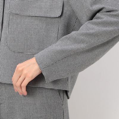 〔　ＴＡＬＬサイズ　〕　２ＷＡＹストレッチシアバター千鳥　ショートジャケット（３４１１ＪＡ１０）