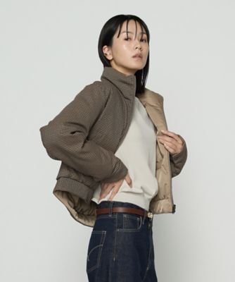 【送料無料】COMME CA TALL (Women/大きいサイズ)/コムサ トール 〔 TALLサイズ 〕 ドビーガンクラブチェック リバーシブルショートダウンブルゾン(3428UM01) チャイロ コート・ジャケット【三越伊勢丹/公式】