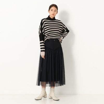 〔ＴＡＬＬサイズ〕メリルハイテンション×チュール　裏起毛　スカート（３４３７ＦＷ０９）