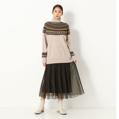 〔ＴＡＬＬサイズ〕メリルハイテンション×チュール　裏起毛　スカート（３４３７ＦＷ０９）