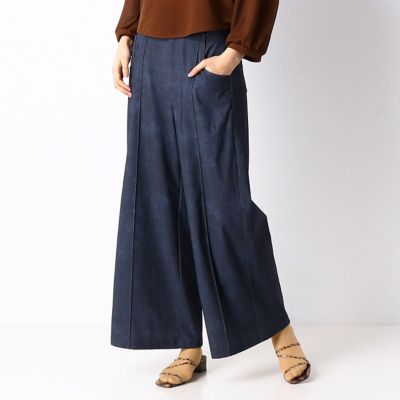 ＜COMME CA TALL (Women/大きいサイズ)＞〔ＴＡＬＬサイズ〕メリルハイテンション　デニム調プリント　ワイドパンツ（３４３７ＰＴ１４）