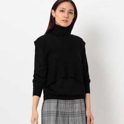 ＜COMME CA TALL (Women/大きいサイズ)＞〔ＴＡＬＬサイズ〕【ツイン　】タートルネック×Ｖネックニットベスト（３４５０ＩＡ０２）