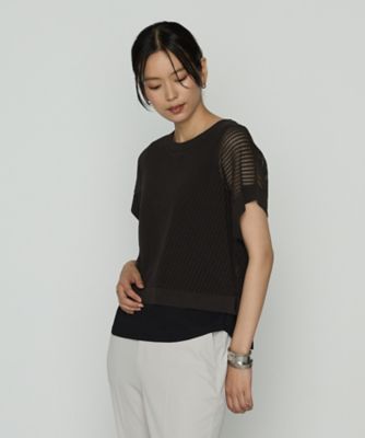 ＜COMME CA TALL (Women/大きいサイズ)＞〔　ＴＡＬＬサイズ　〕　透かし編みレース柄　レイヤードニット（３４５０ＩＭ０１）