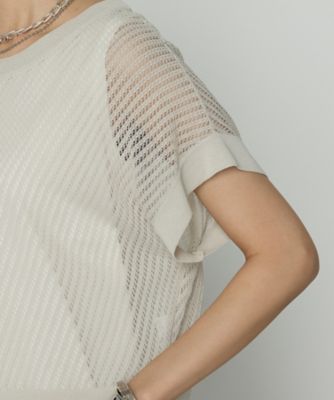 TALLサイズ 〕 透かし編みレース柄 レイヤードニット