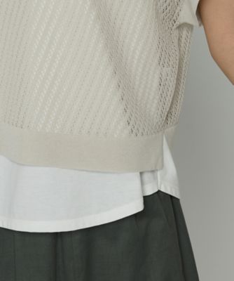 TALLサイズ 〕 透かし編みレース柄 レイヤードニット