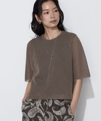 【HOUSE OF LOTUS】ラミー綿混 変形アシンメトリーニット チャコール TALLサイズ 〕 ポリエステルラミー プルオーバーニット