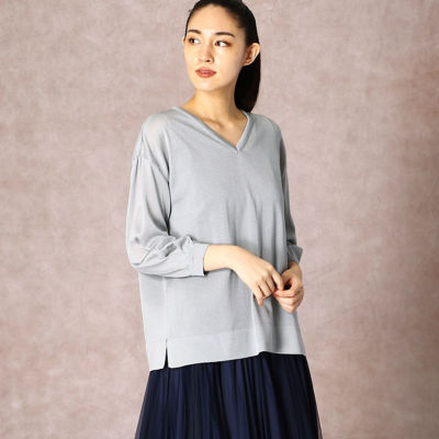 ＜COMME CA TALL (Women/大きいサイズ)＞袖デザインＶネックニットプルオーバー（３４５０ＩＲ０１）